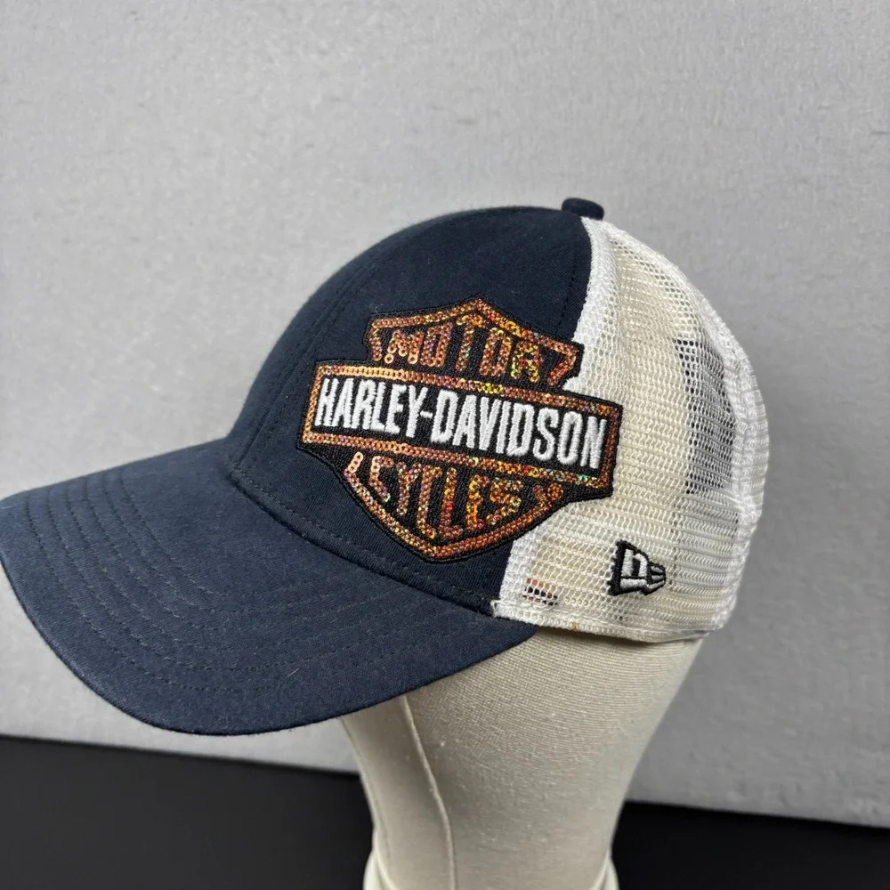 Harley Davidson Women's New Era Trucker‎ Hat Mesh Back Sequins Adjustable OSFM